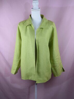 Talbots Green 100% Pure Irish Linen Open Front Lightweight Jacket | Size 2X Plus